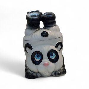 Vintage Panda Bear Handstand Upside Down Cookie Jar- National Silver Japan